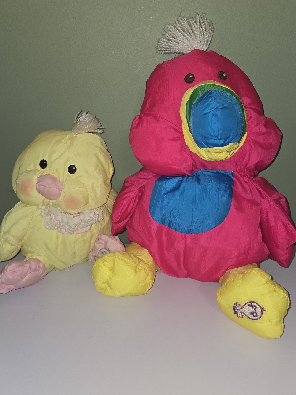Vintage 1980s Fisher-Price Puffalump Lot - Toucan & Easter Chick Plush Toys